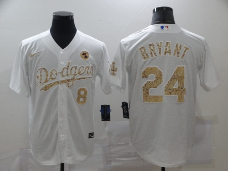 Men's Los Angeles Dodgers Kobe Bryant #8-24 White Jersey